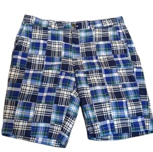 Brooks Brothers Navy Cotton Patchwork Madras Shorts ...Size 40